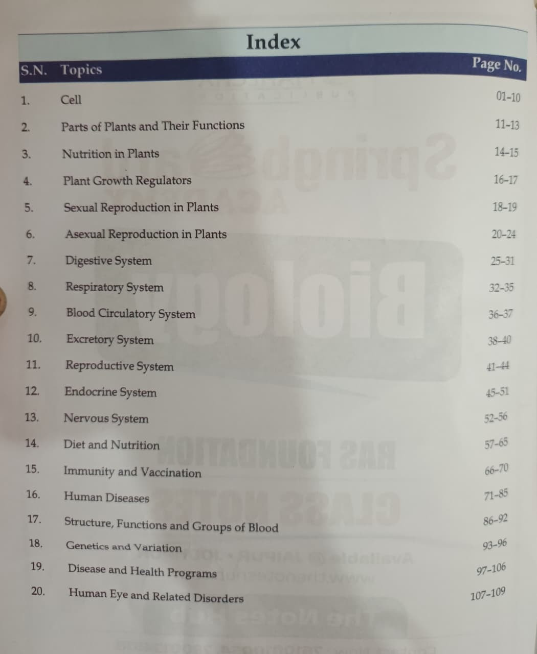 Spring Board RAS Foundation Biology  English Medium  New Edition 2026