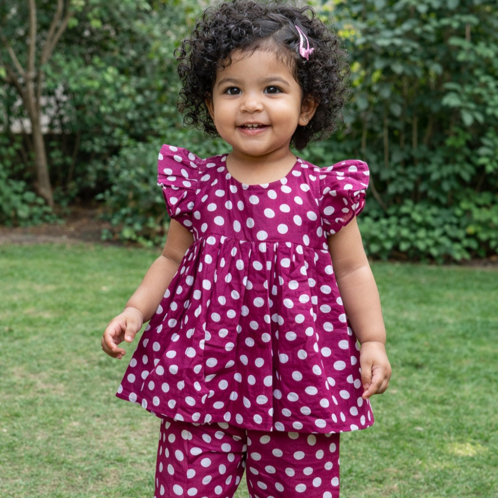Image of Pink PolkaPop Frock-Style Top and Pants