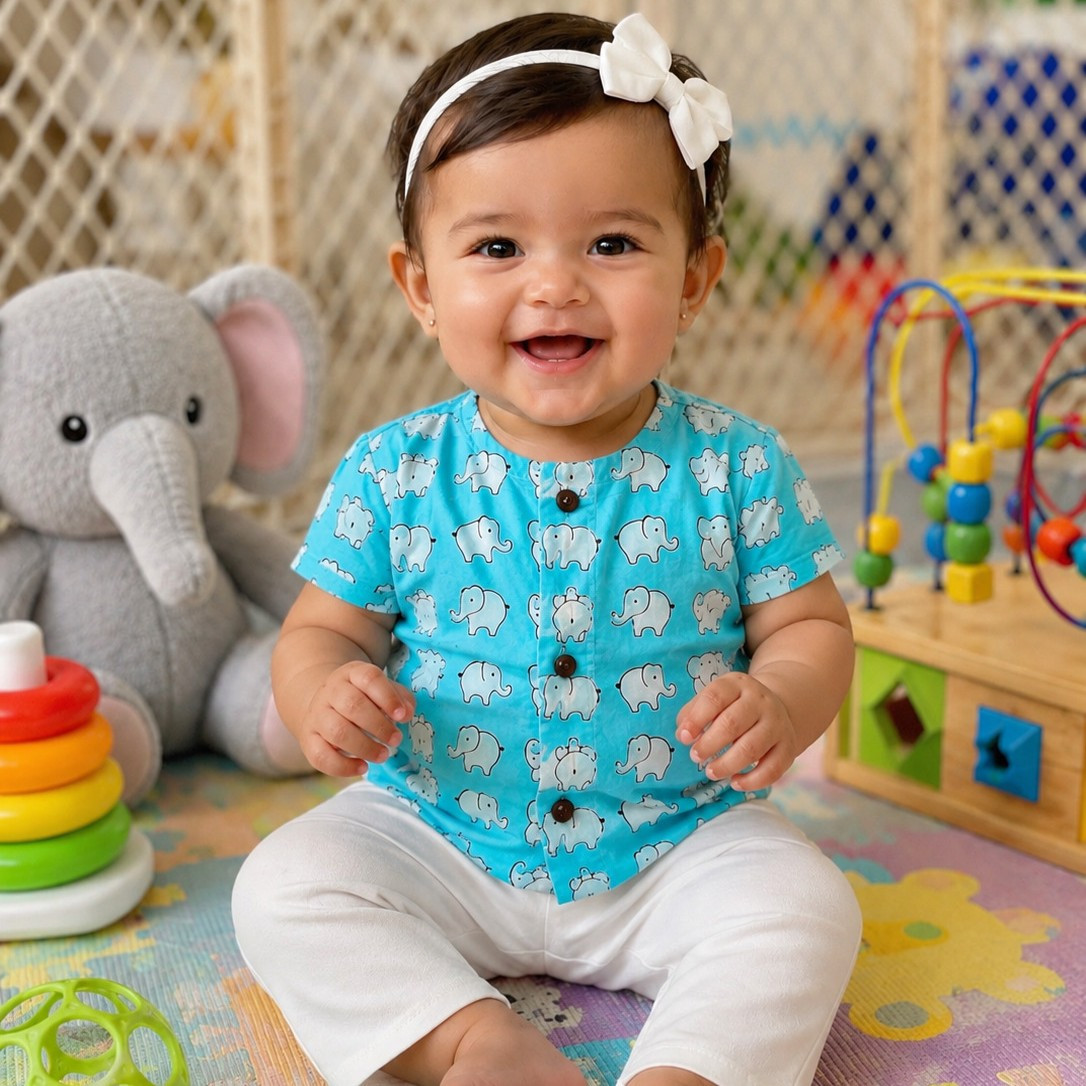 Blue Ellie Short Kurta and Pajama Sets