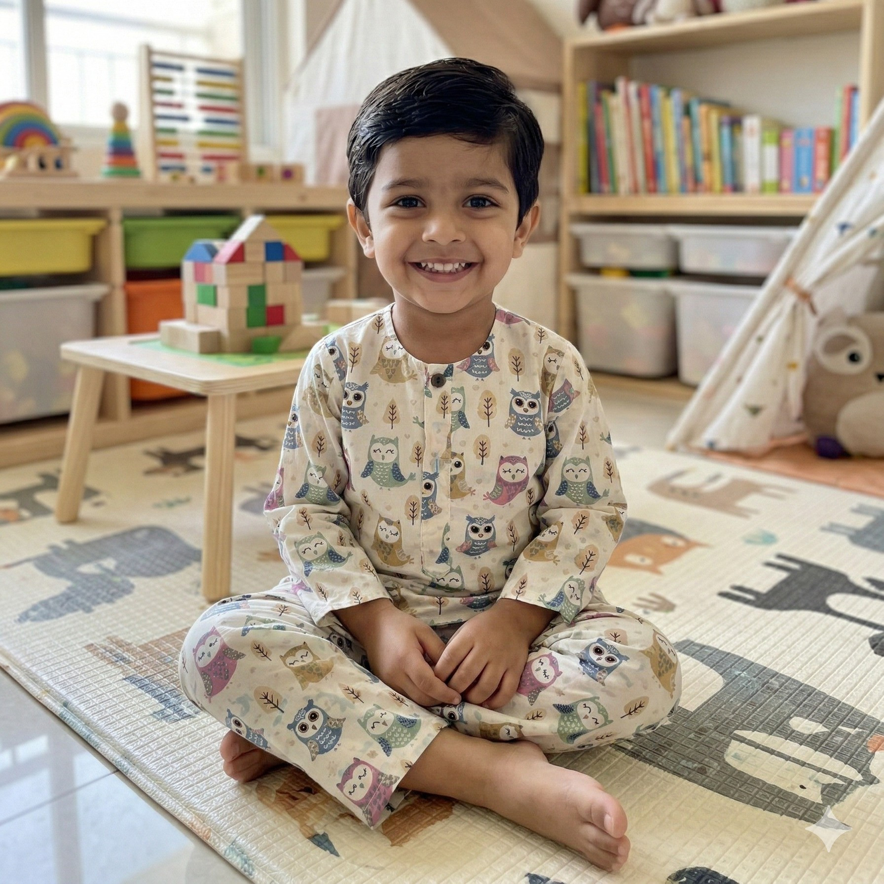 Autumn Owl Print  Night Dress