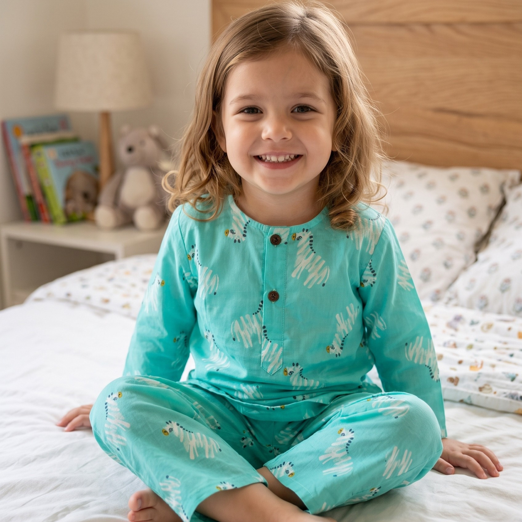 Blue Aqua Zebra Print Night Dress