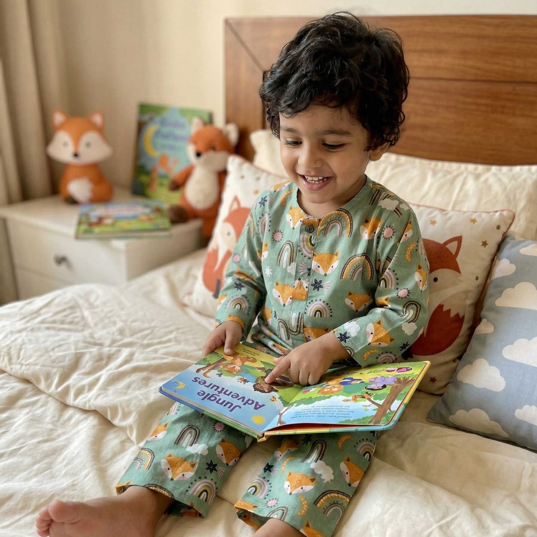 Rainbow Fox Tales Print Night Dress