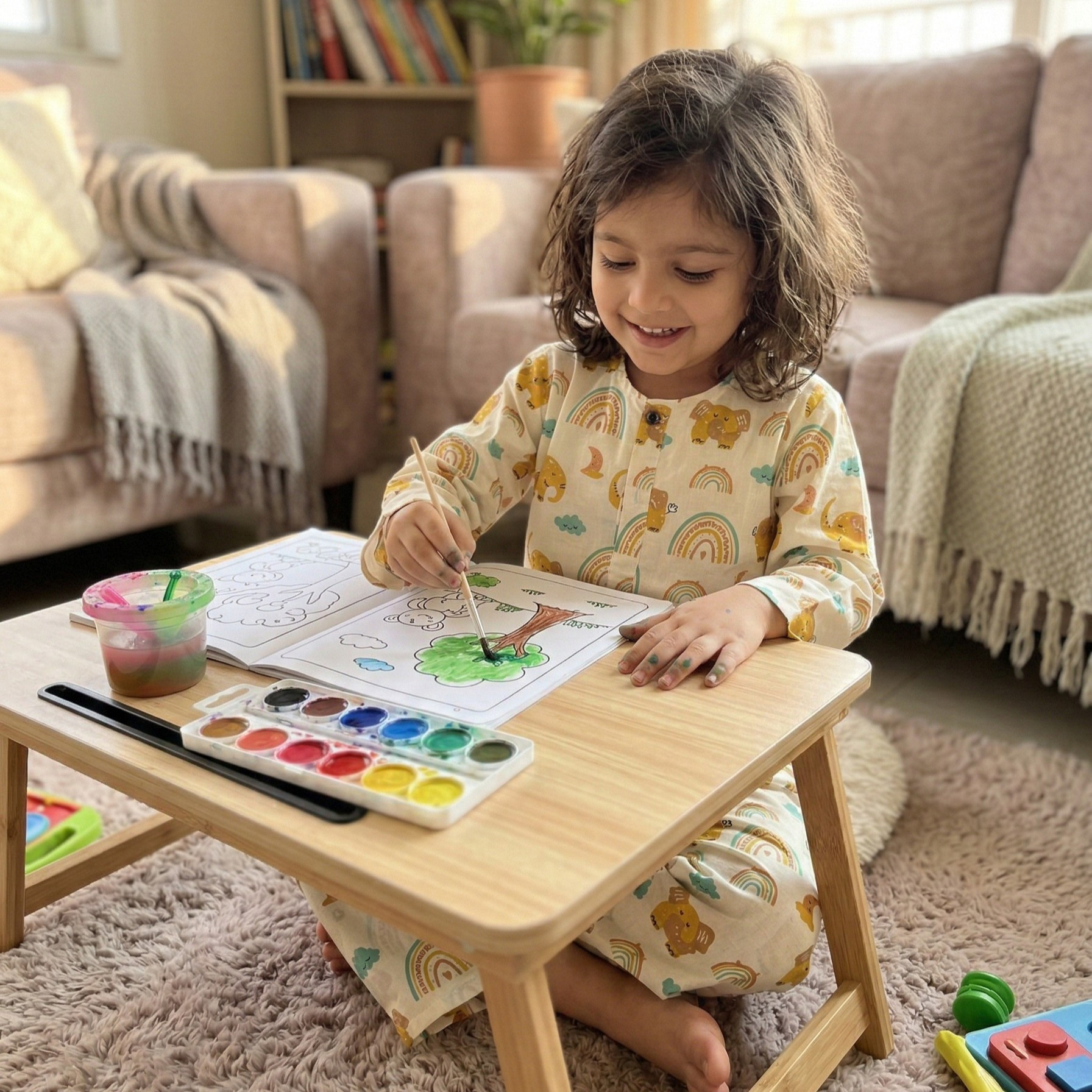 Rainbow Elephants Print  Night Dress