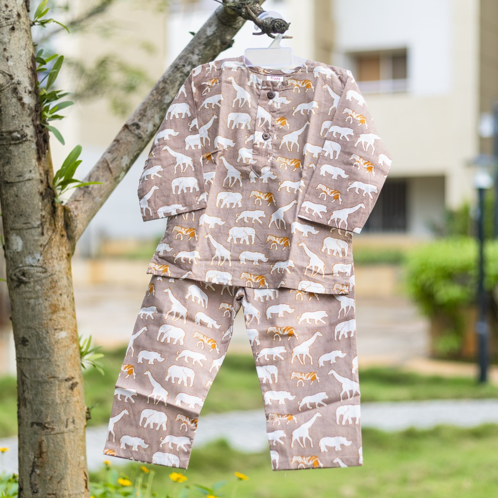 Ligth Brown Animal Print Night Dress