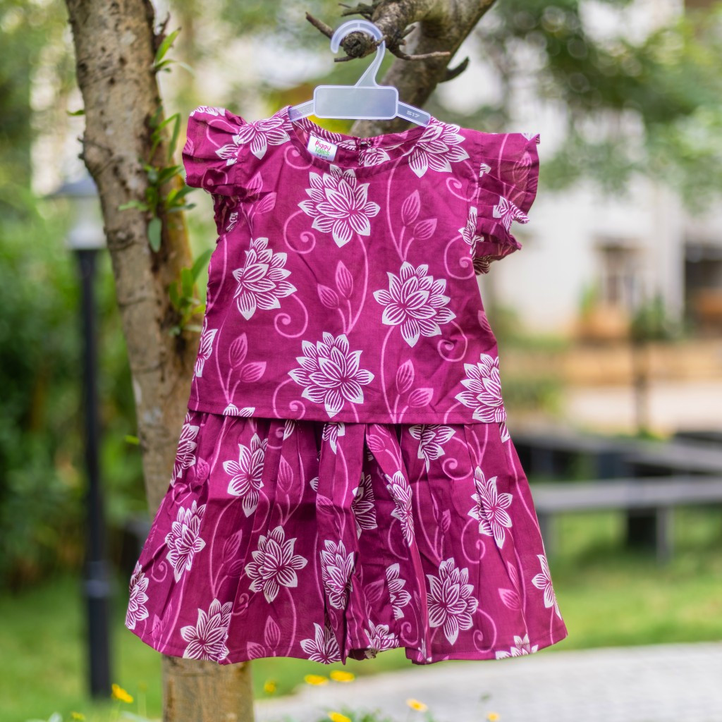 Magenta Floral Print Co-ord Sets- Skirt and Top