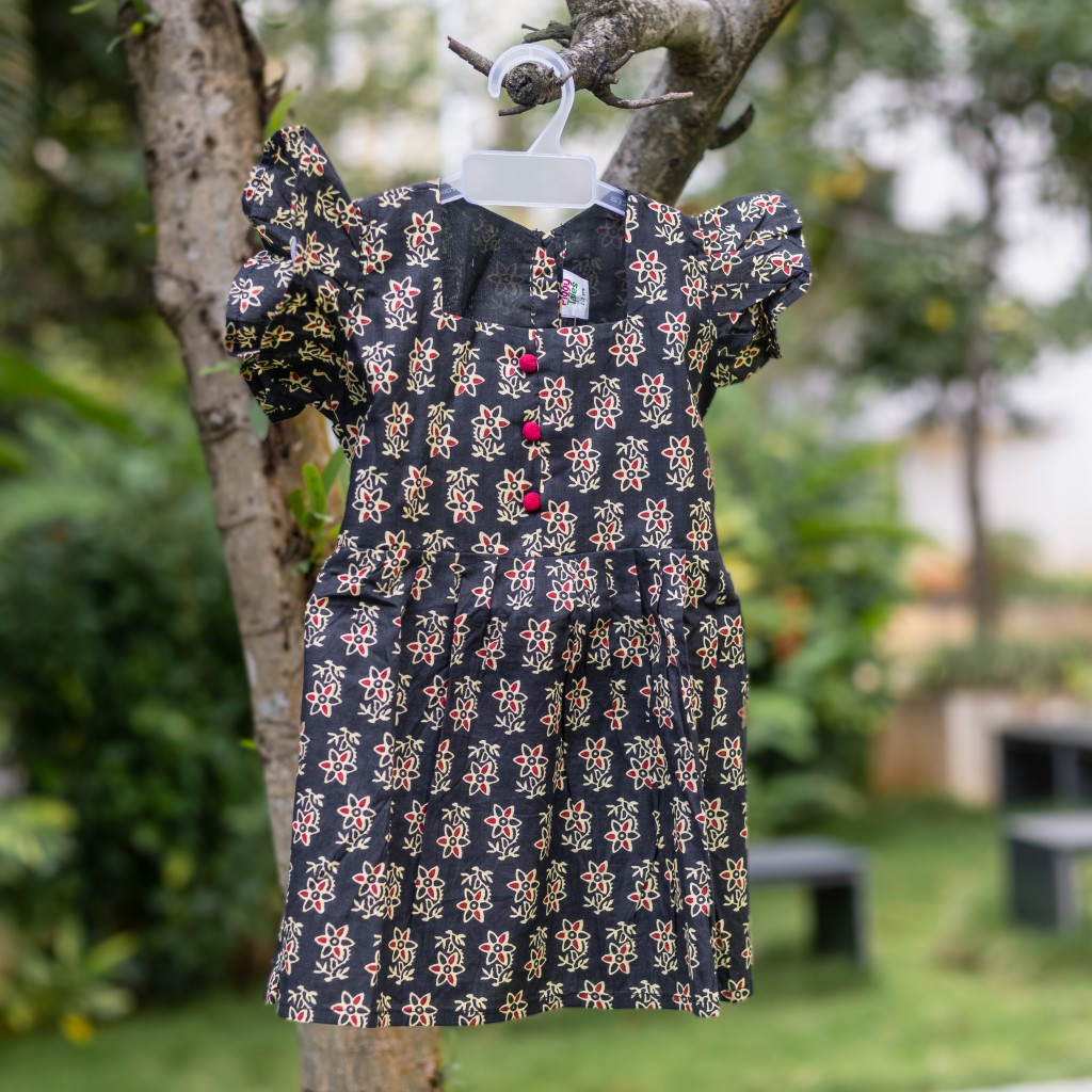 Black Ditsy Flower Frock