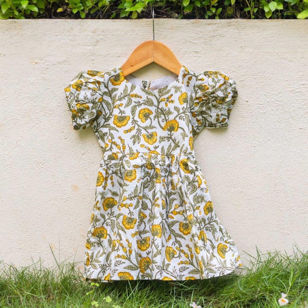 White Green Floral Frock