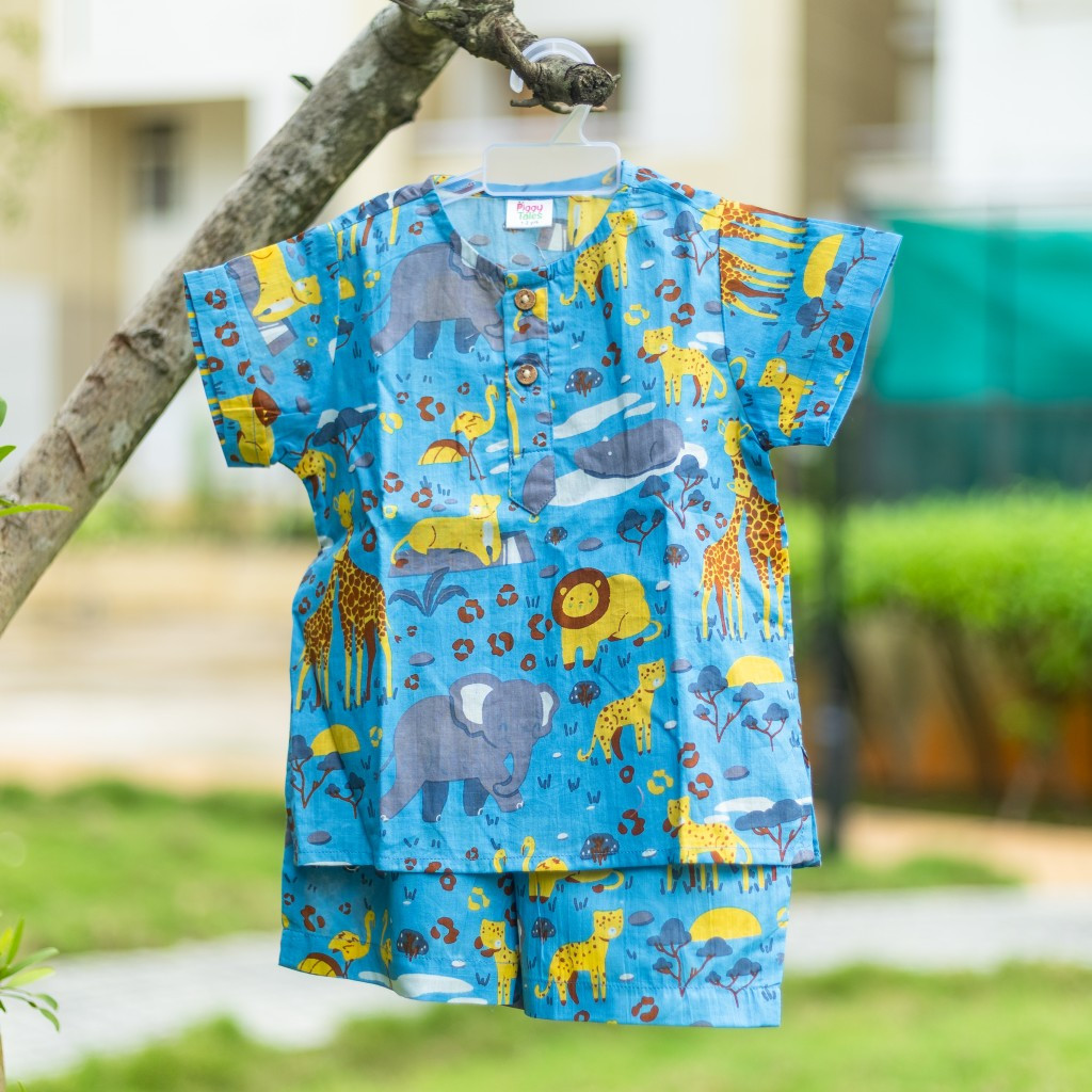 Blue Safari Animal Print Summer Set