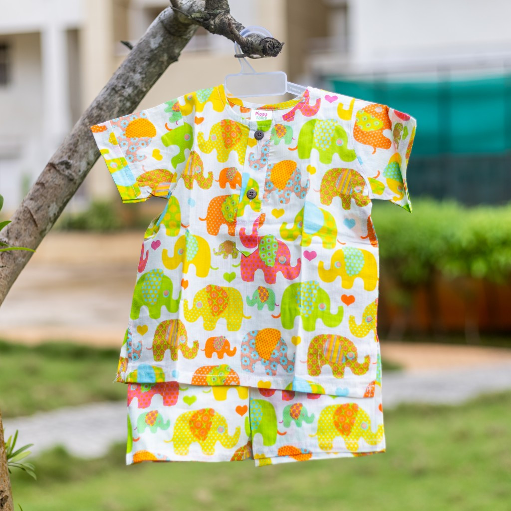 Multicolor Elephant Print Summer Set