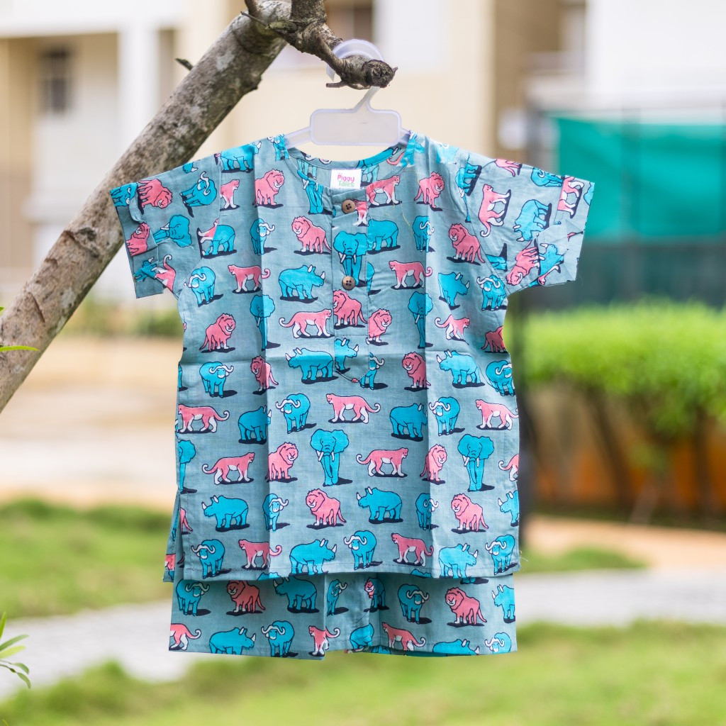 Blue Safari Print Summer Set