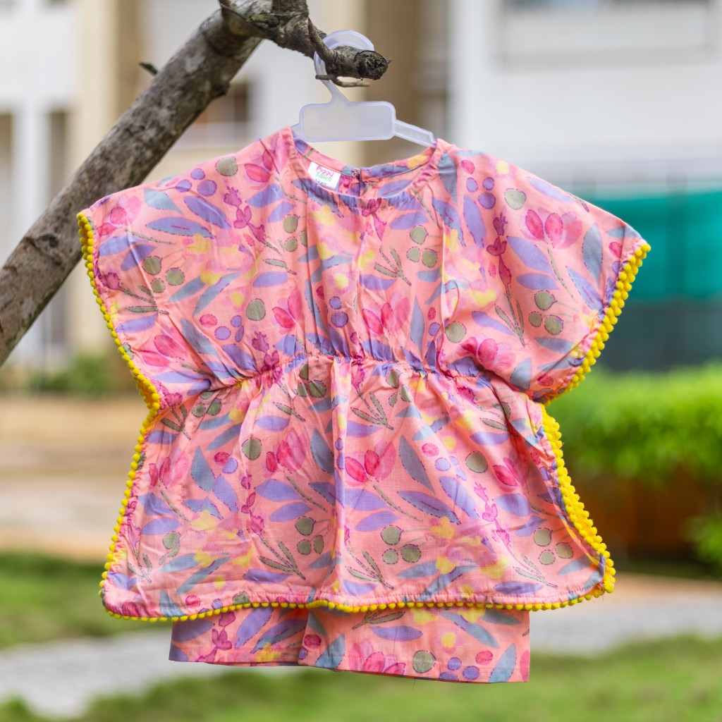 Pink Floral Print Kaftan Sets with Shorts