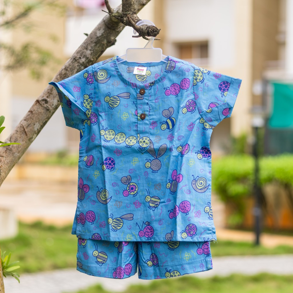 Blue Bug Print Summer Set