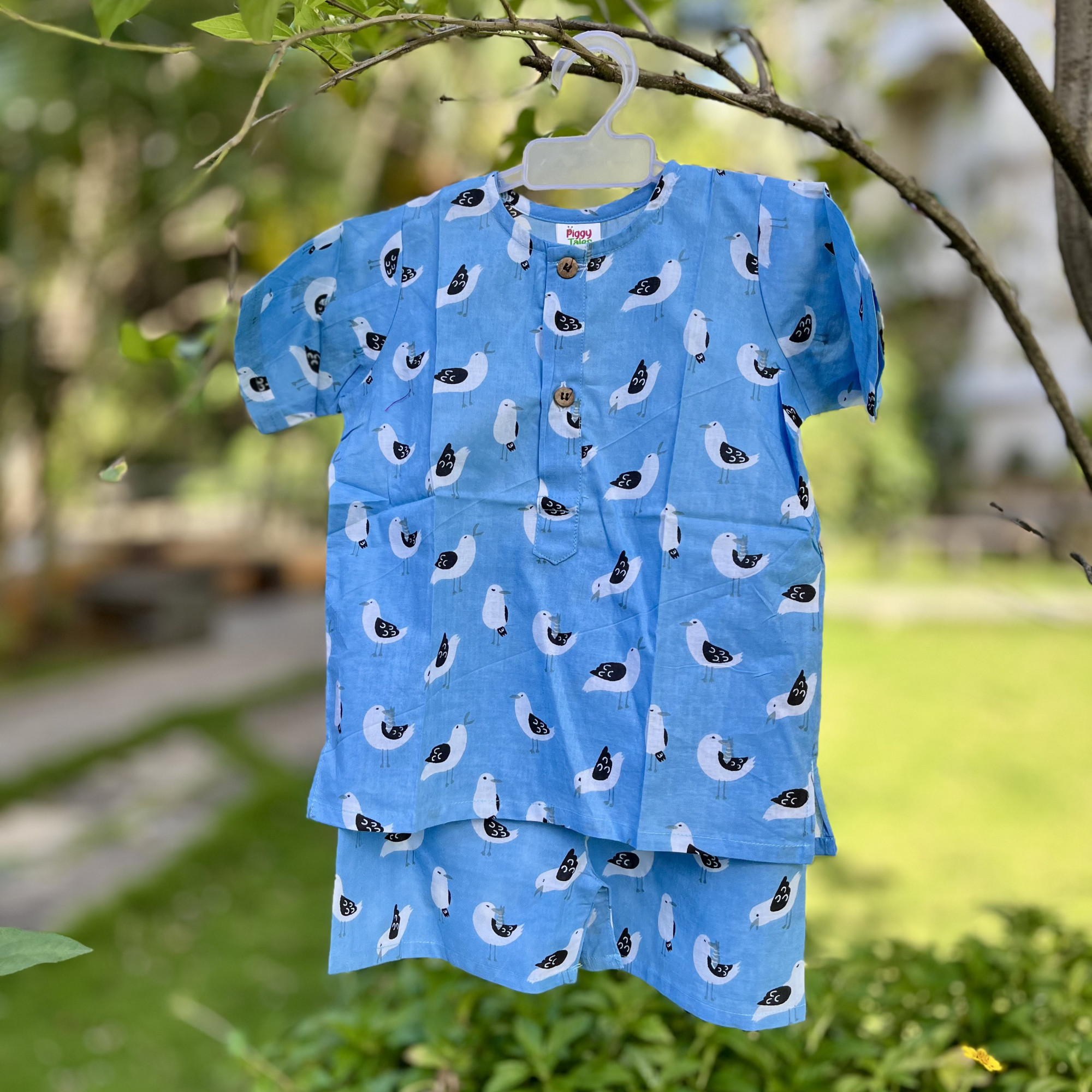 Blue Birdie Print Summer Set