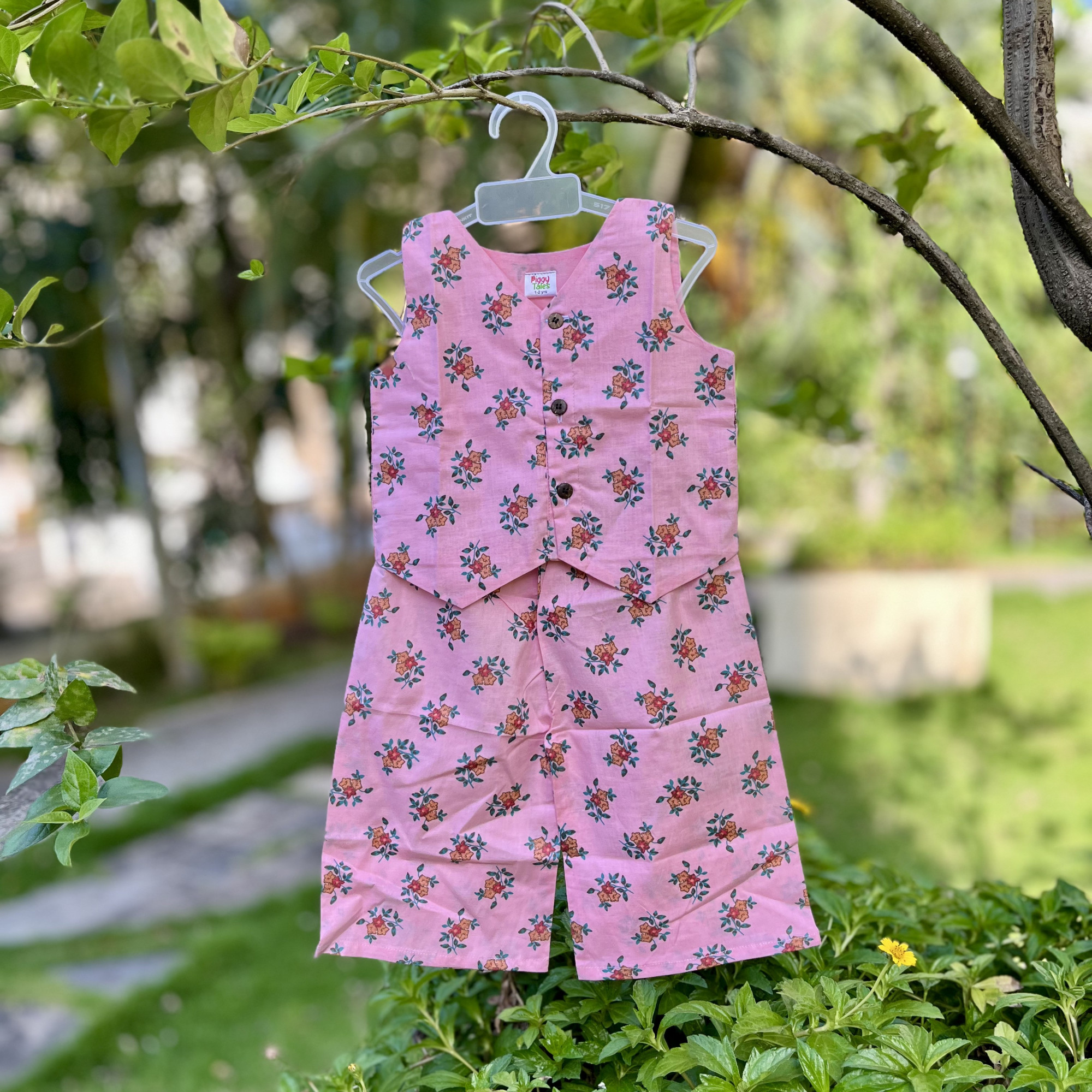 Pink Bloom Waistcoat and Pallazo Set