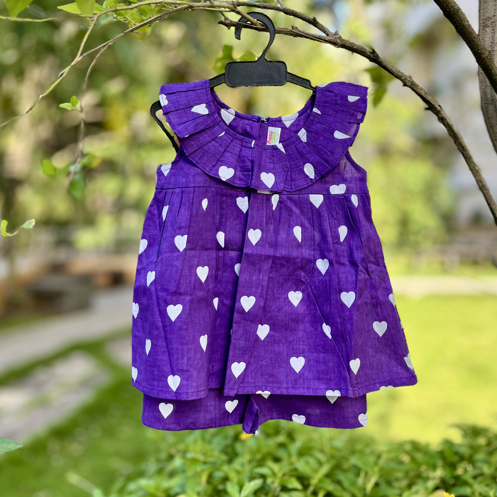 Sweetheart Violet Frock-Style Top and Shorts