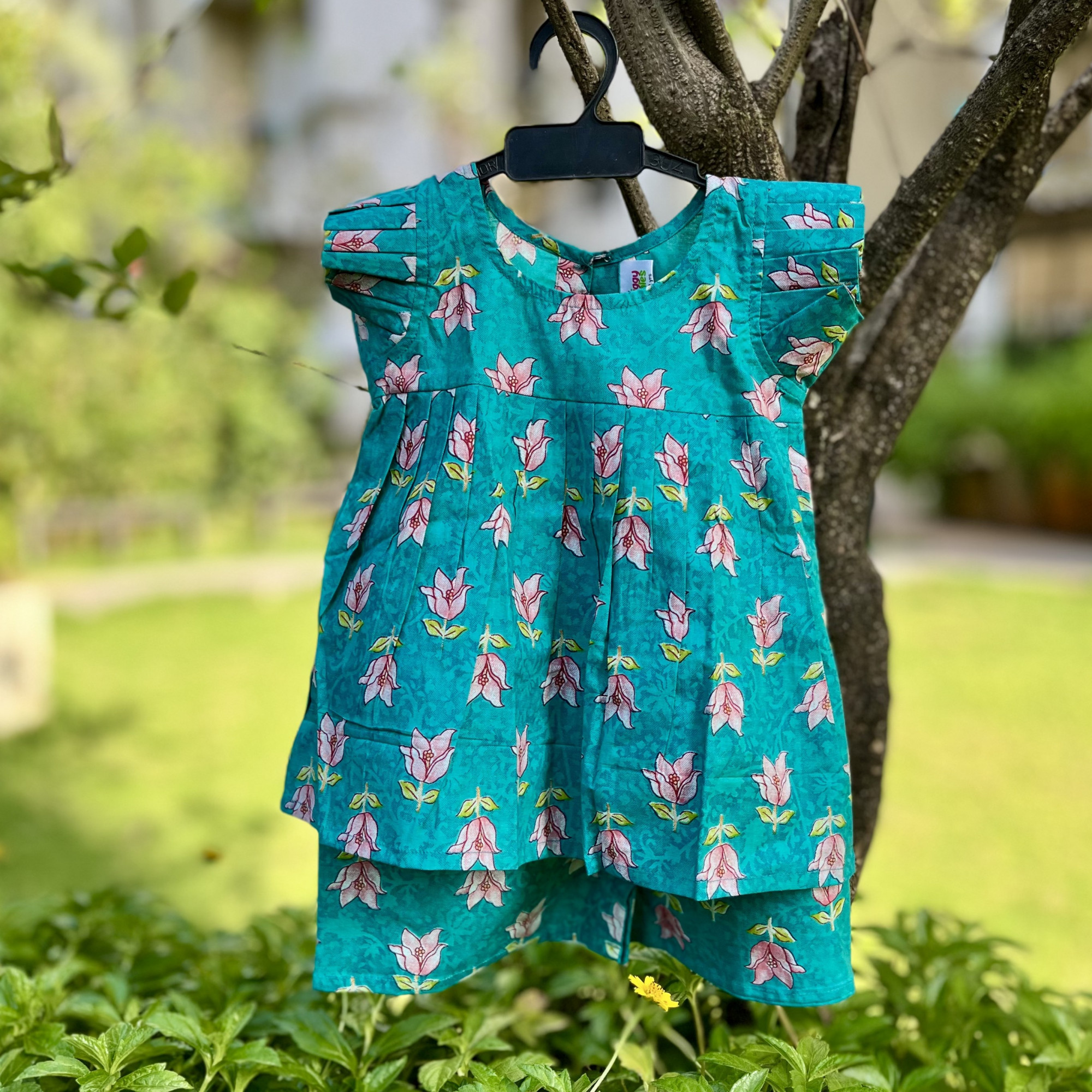 The Teal Tulip Frock-Style Top and Shorts