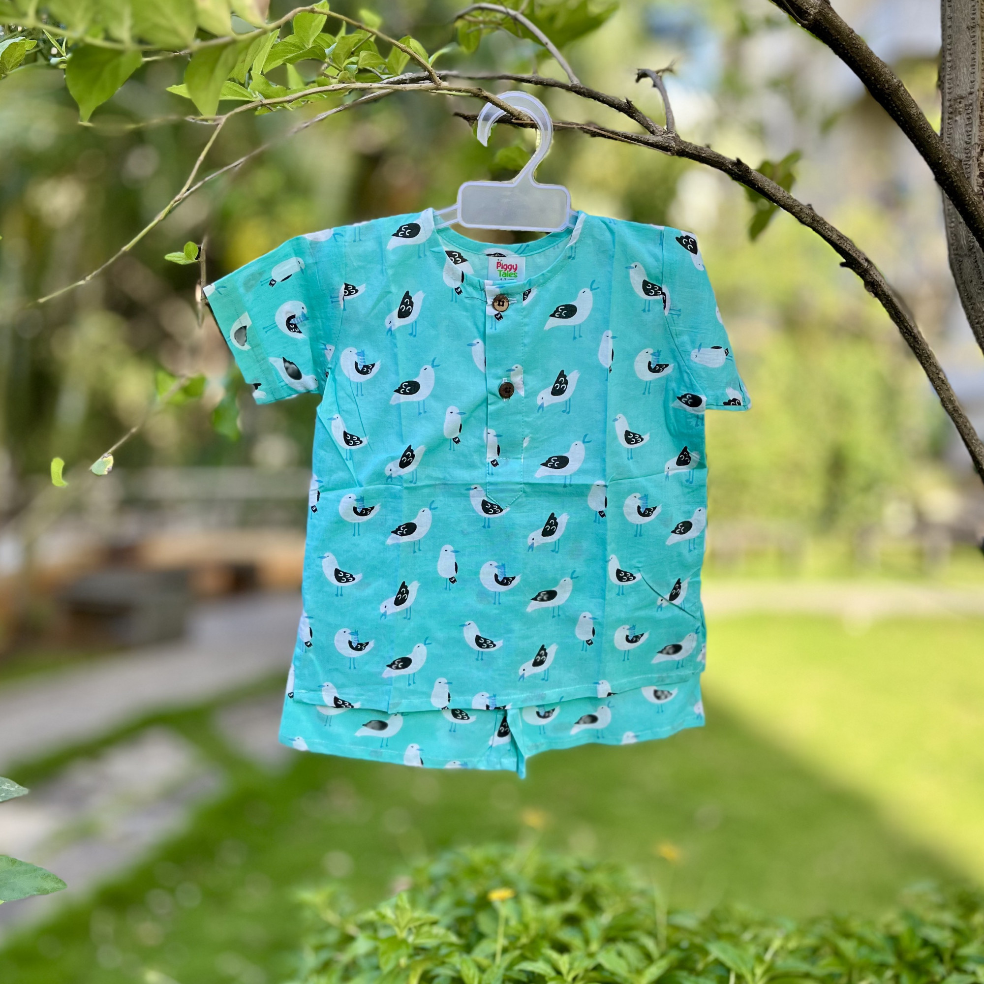 Turquoise Bird Print Summer Set