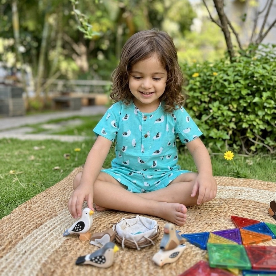 Turquoise Bird Print Summer Set