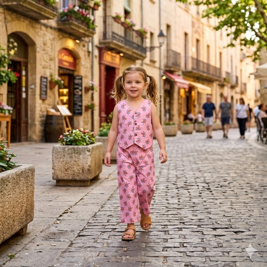 Pink Bloom Waistcoat and Pallazo Set