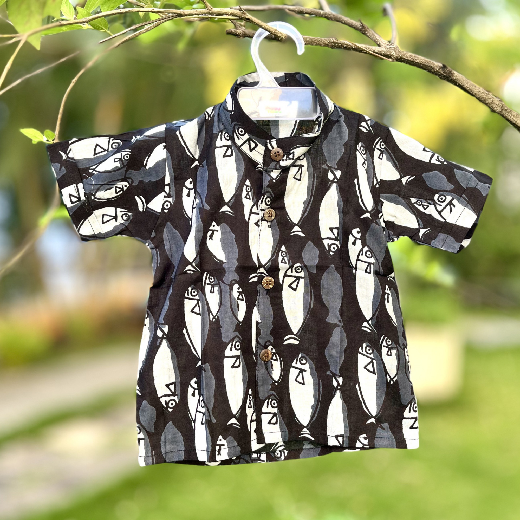 Black Fish Cotton Shirt