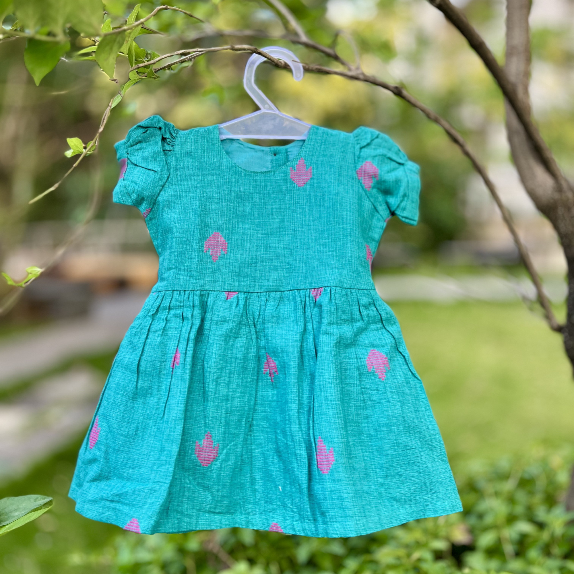 Persian Green Cotton Jamdani Frock