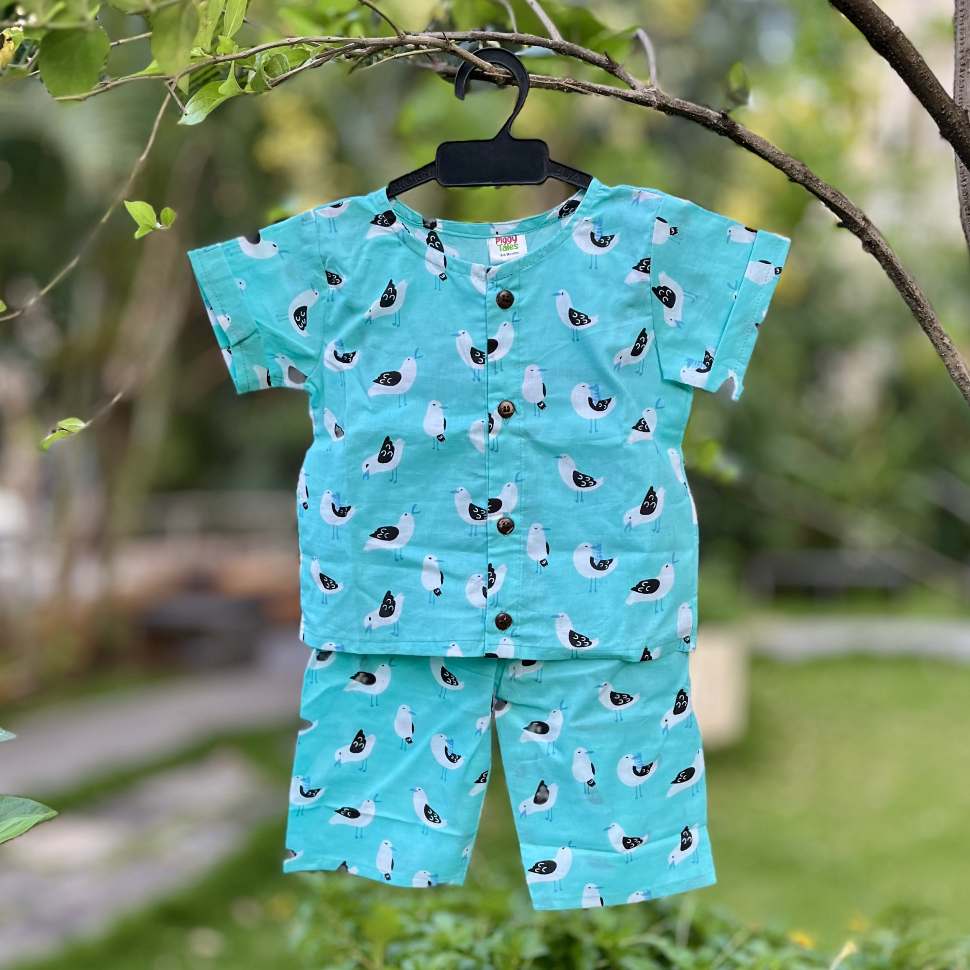 Teal Birdie Print Night Dress