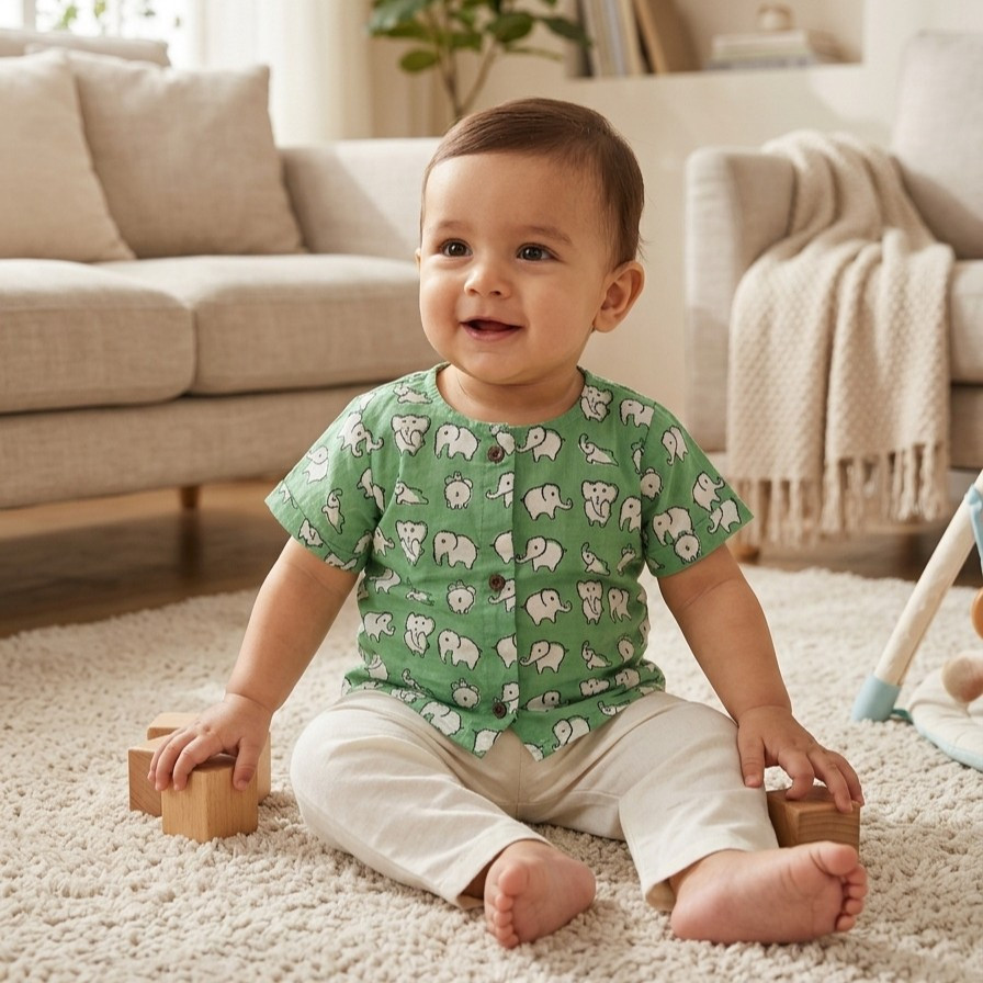 Green Ellie Short Kurta and Pajama Sets