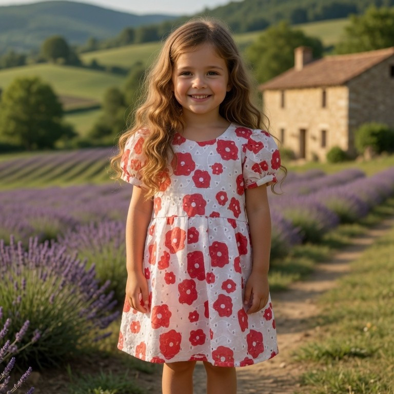 White and Red Floral Cotton Hakoba Frock