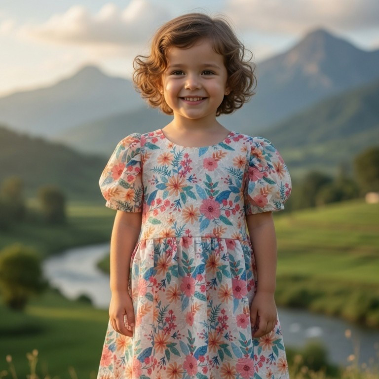 White Floral Cotton Hakoba Frock