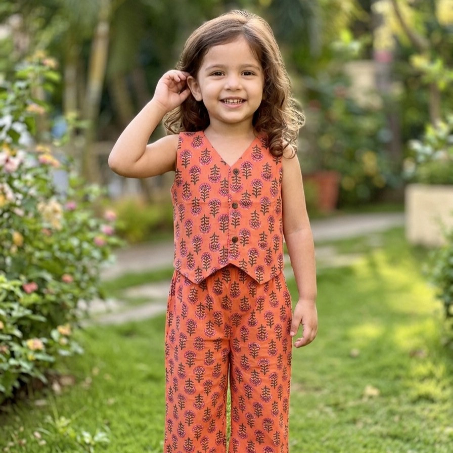 Sunset Garden Waistcoat and Pallazo Set