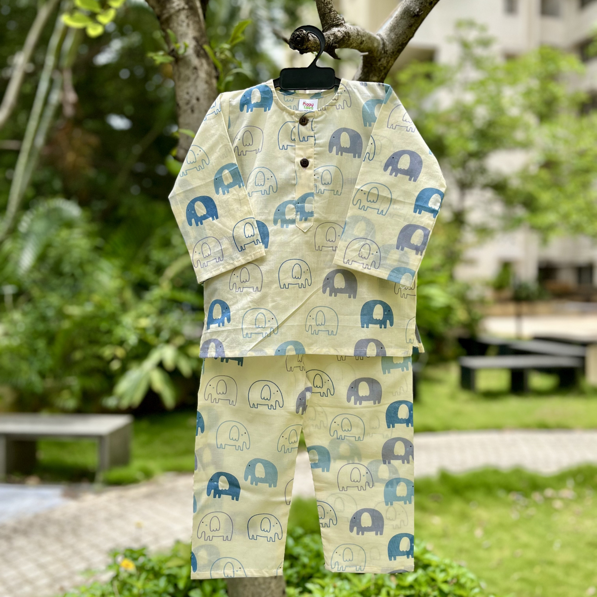 Cream and Blue Ellie Print Night Dress