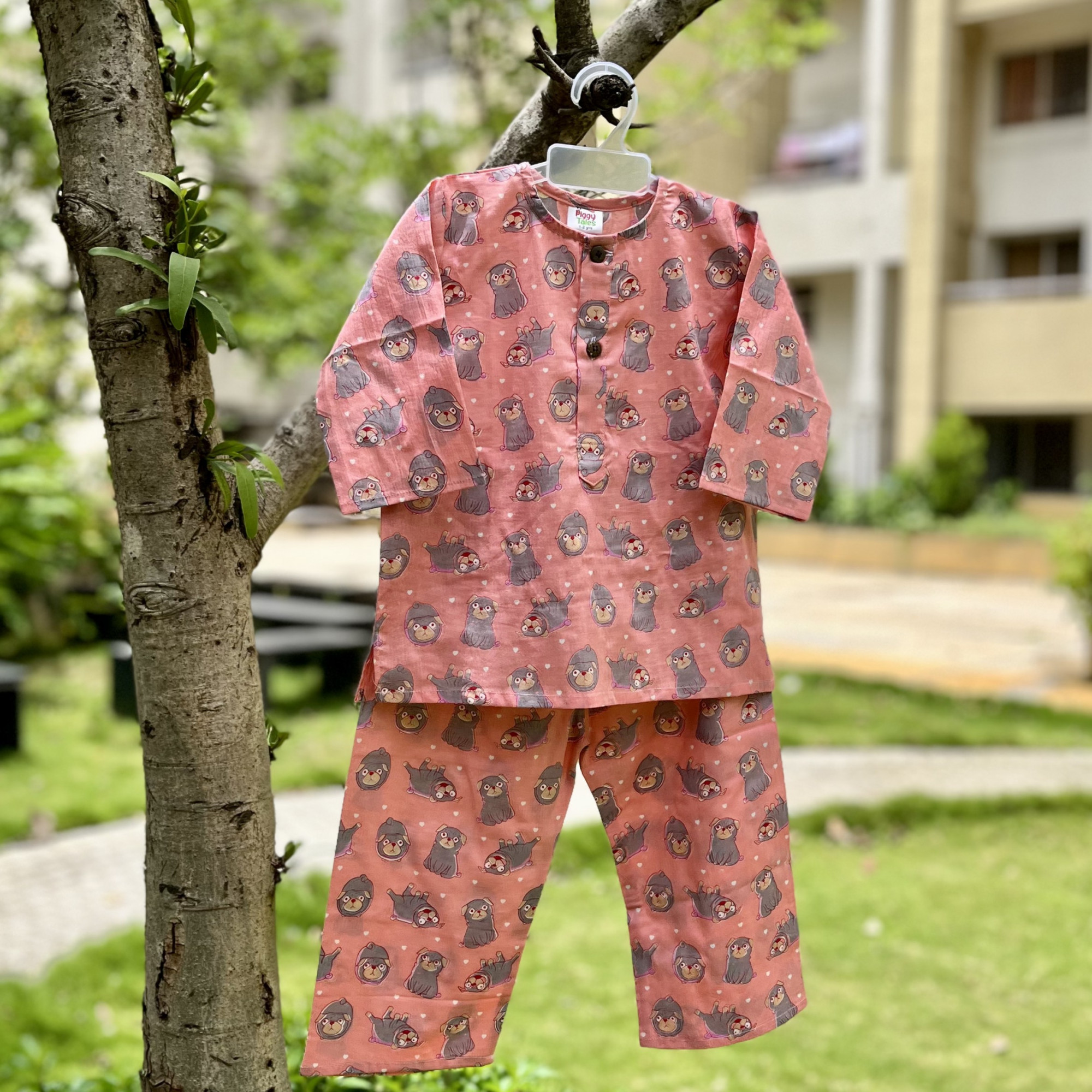 Blush Pink Pug Print Night Dress
