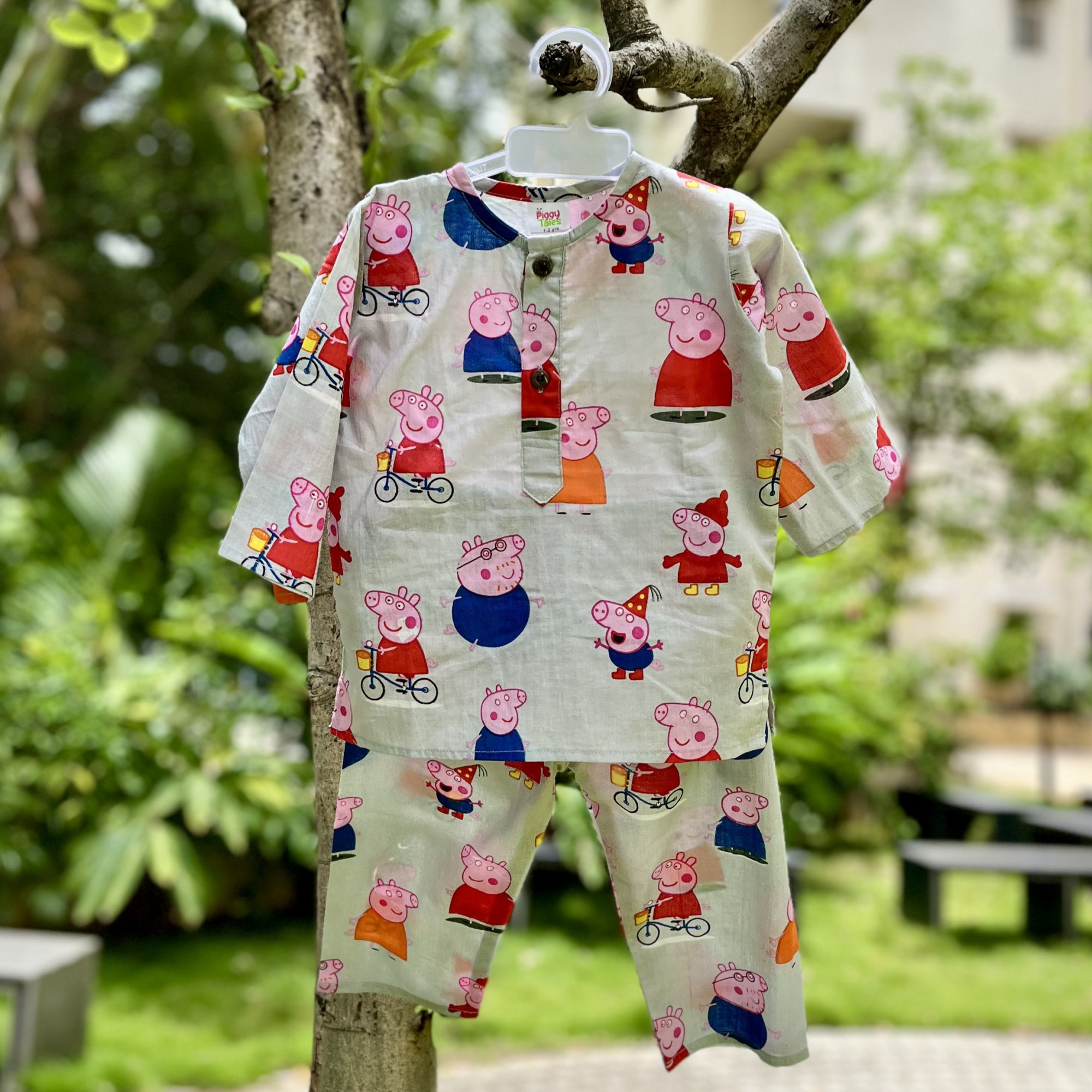 Ash Grey Peppa Print Night Dress