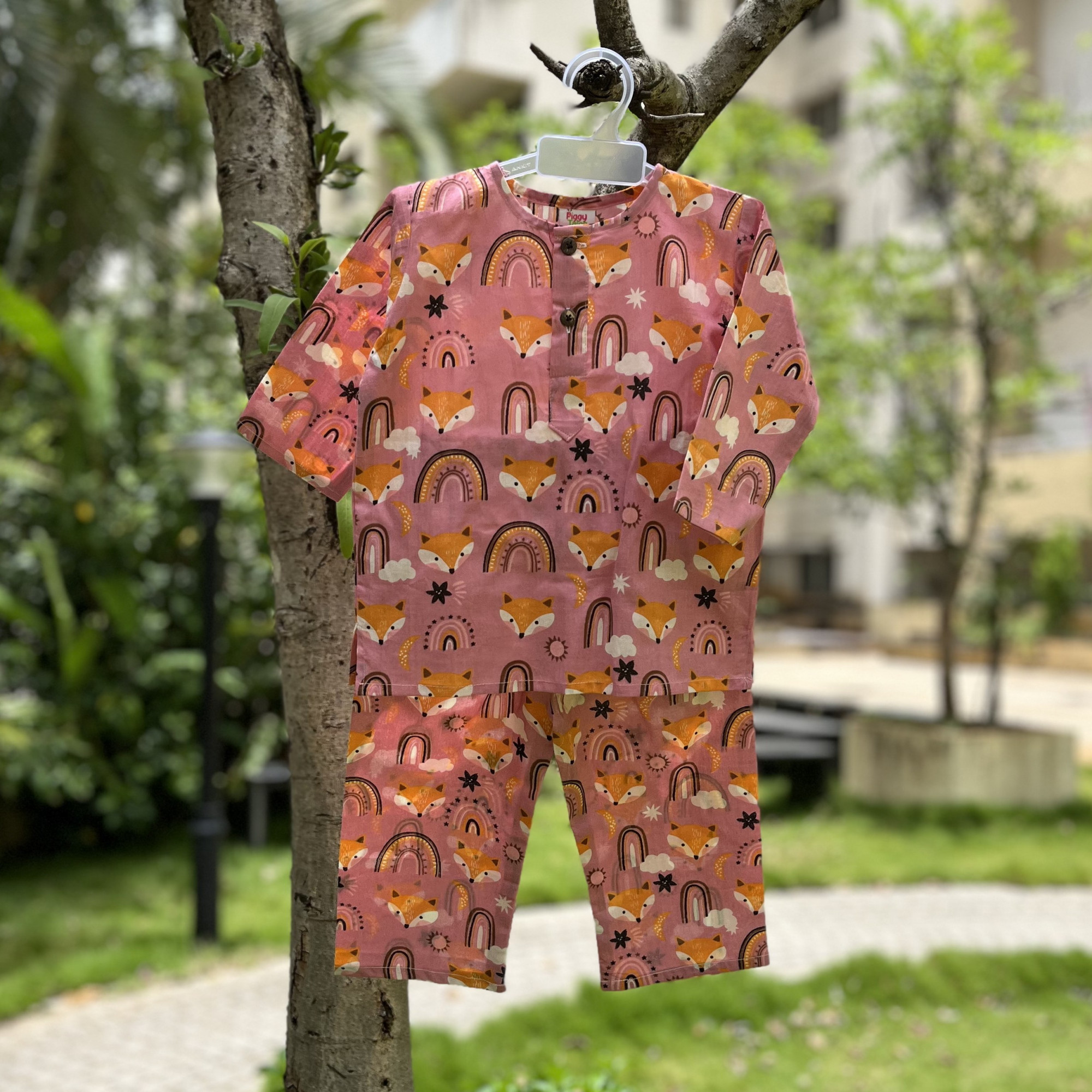 Dusty Rose Fox Print Night Dress