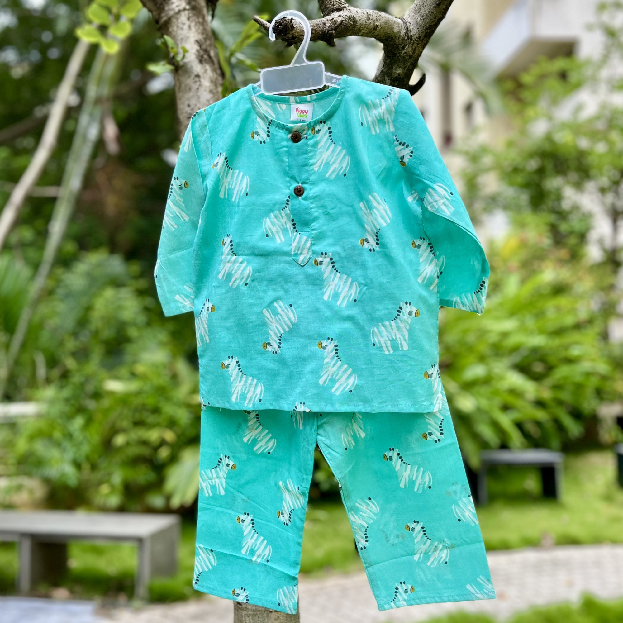 Blue Aqua Zebra Print Night Dress
