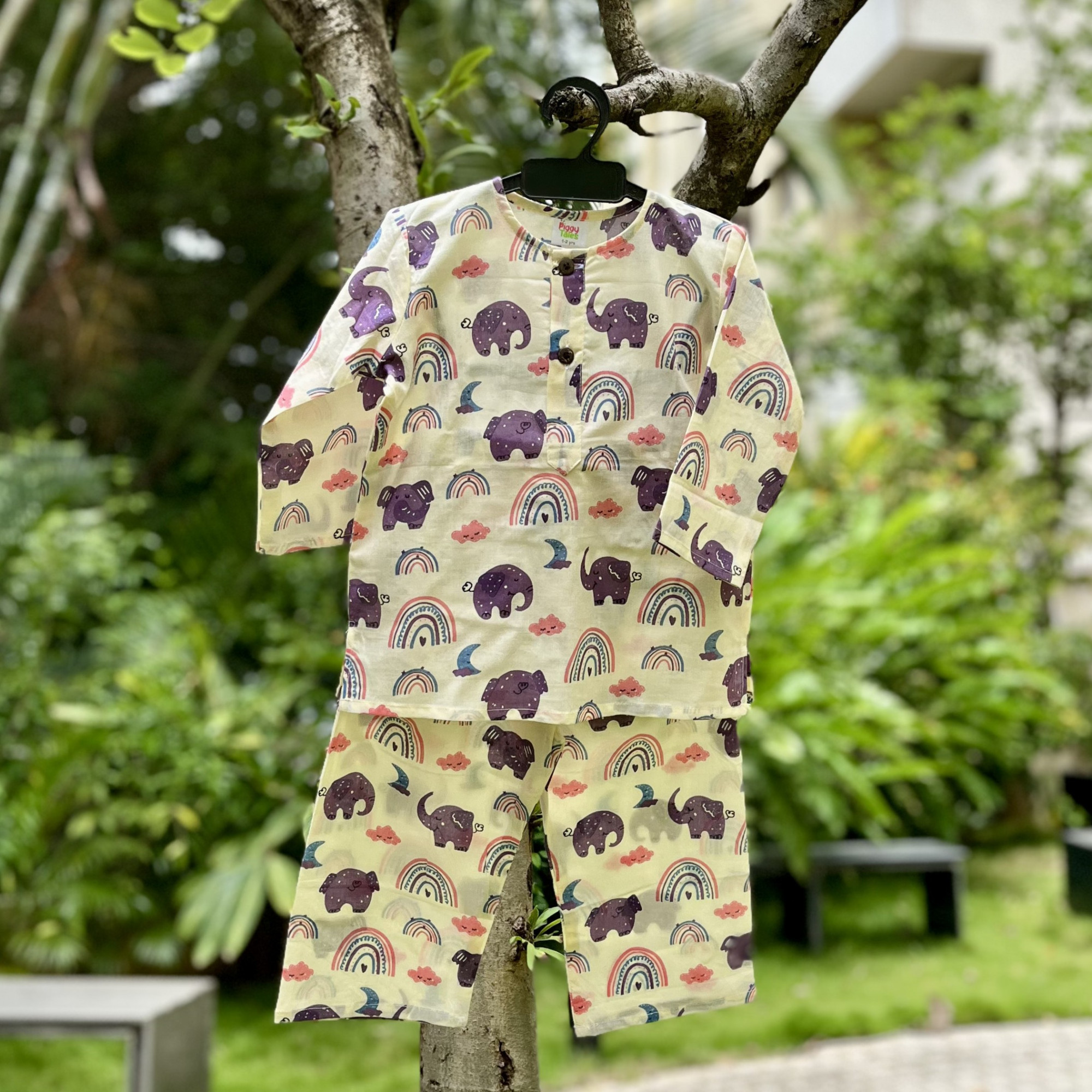 Cream and Purple Ellie Print Night Dress