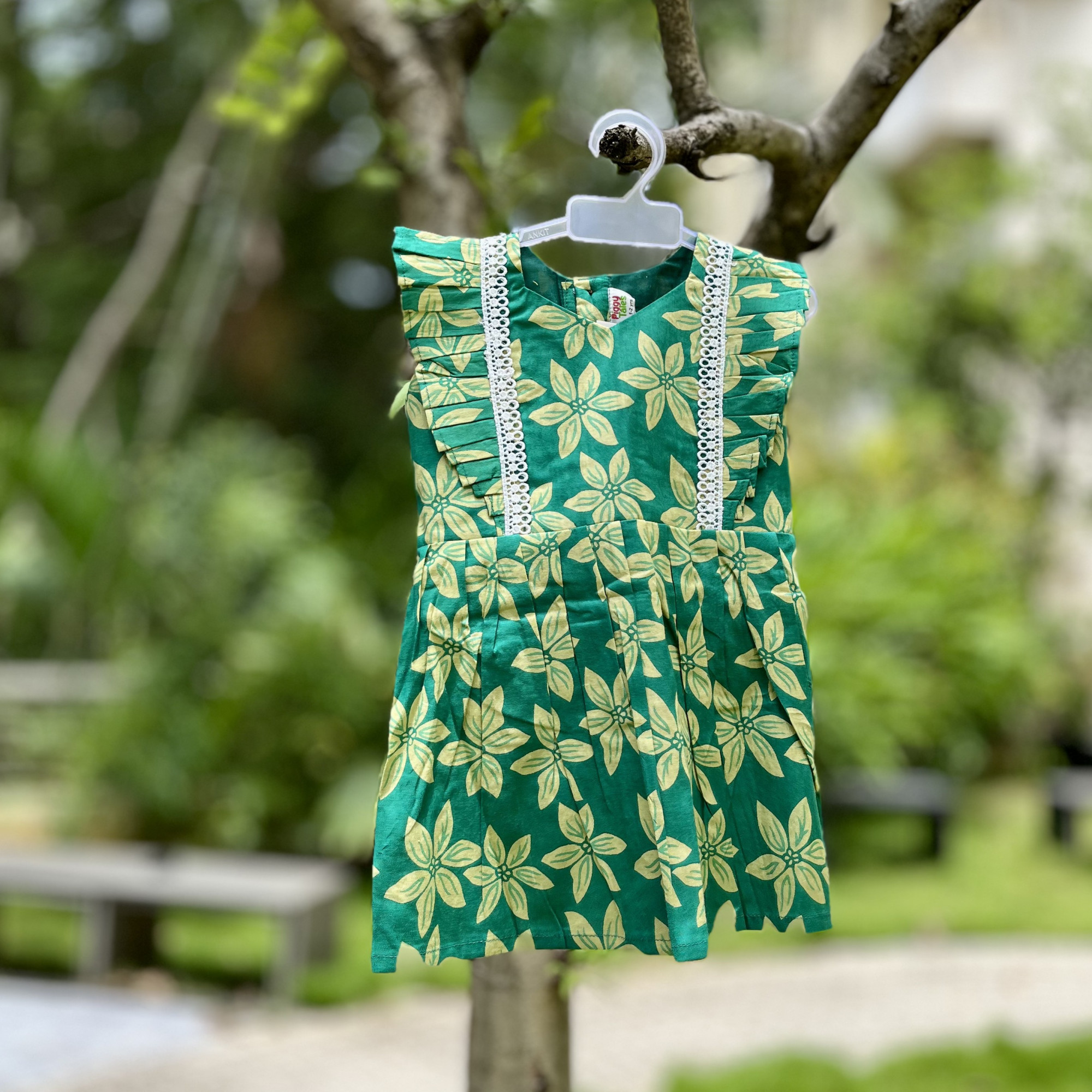 Emerald Green Blossom Cotton Frock