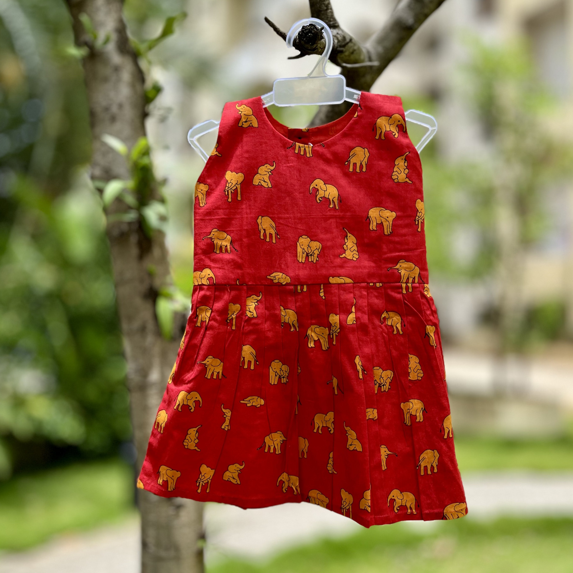 Ruby Elephant Cotton Frock