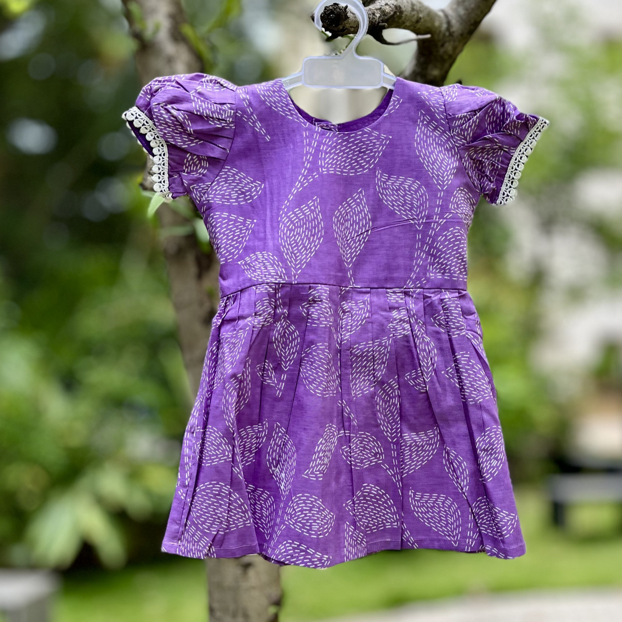 Lavender Leaf Cotton Frock