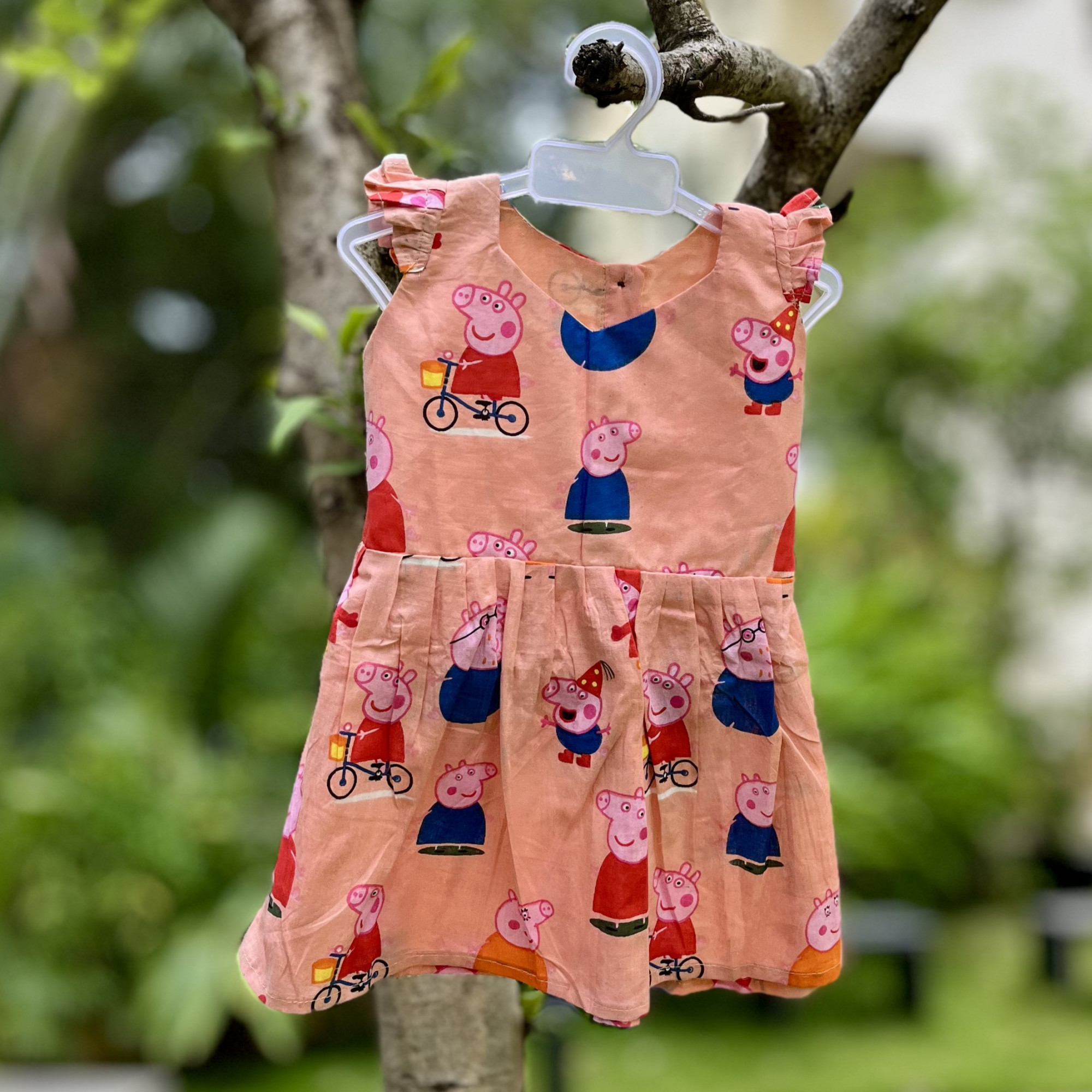 Peach Peppa Print Frock