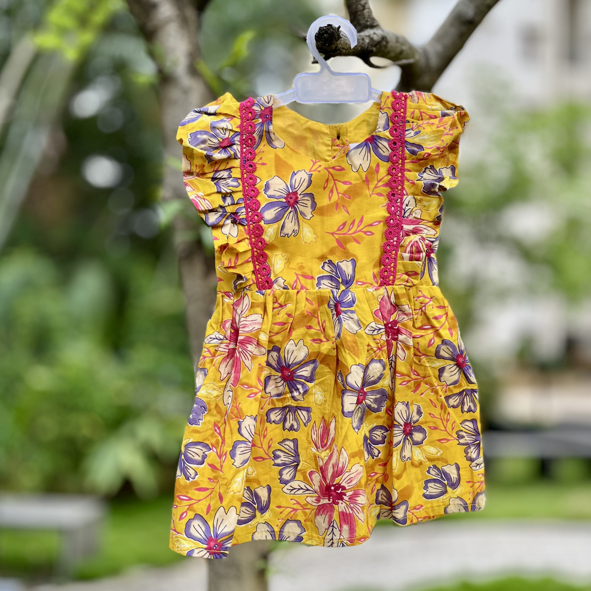 Yellow Floral Print Frock