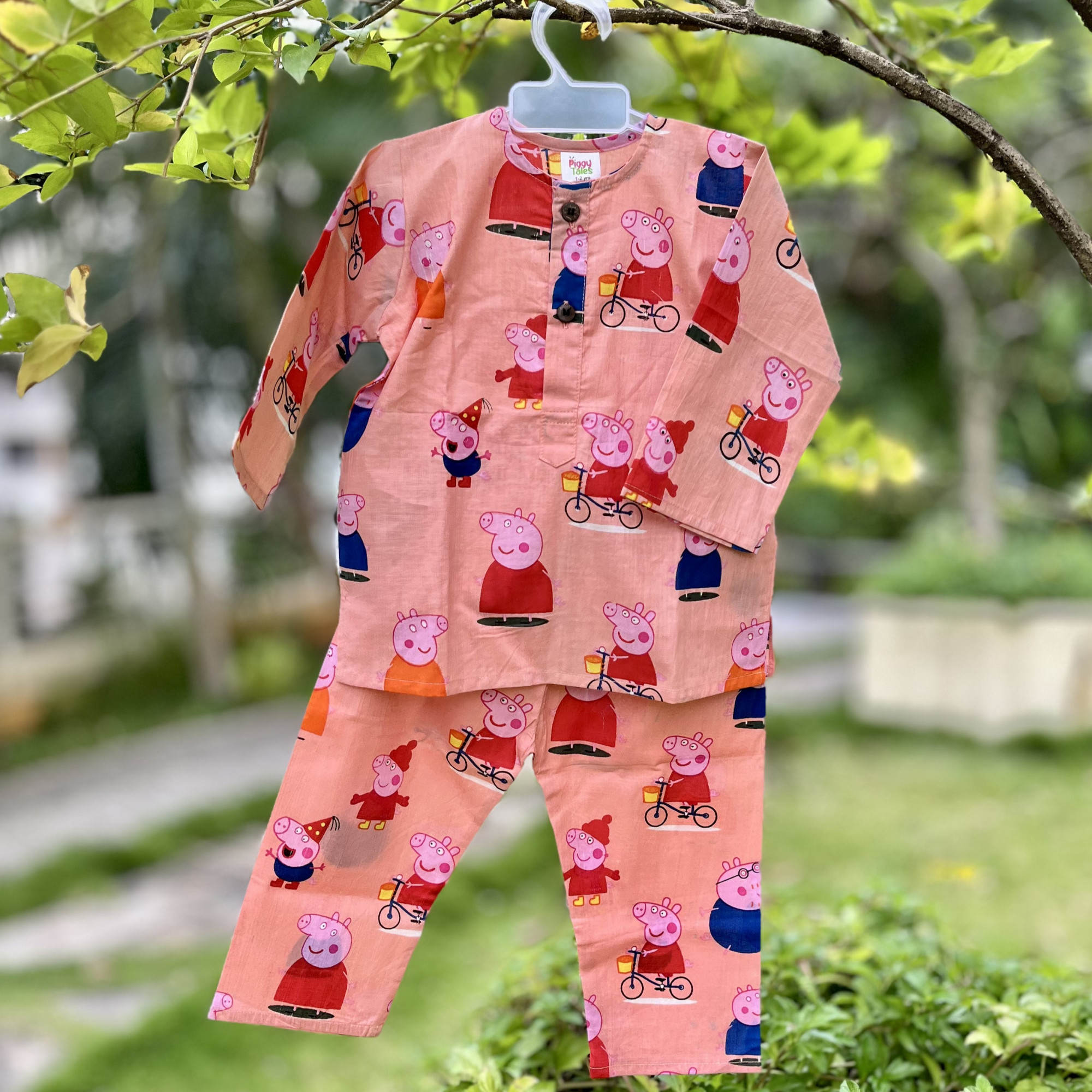 Peach Peppa Print Night Dress