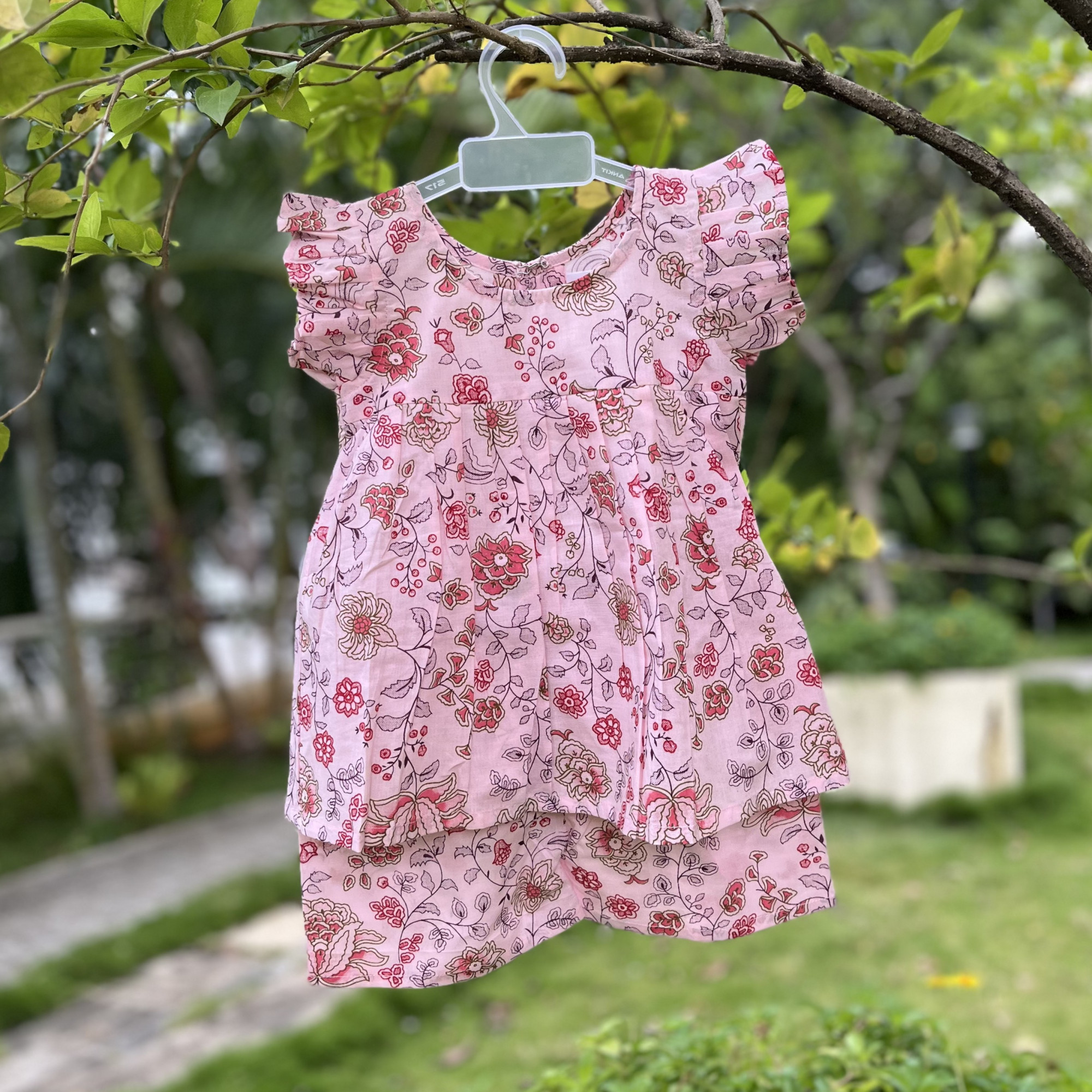 Dusty Pink Frock-Style Top and Shorts