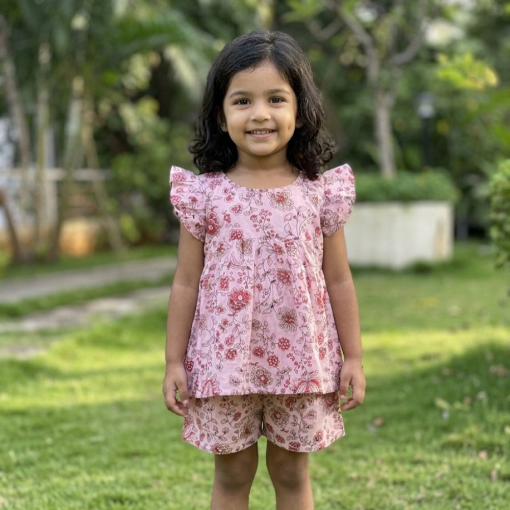 Image of Dusty Pink Frock-Style Top and Shorts