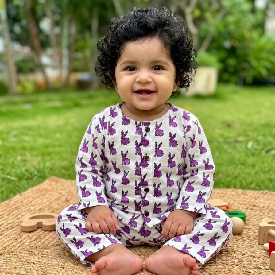 Purple Bunny Print Night Dress