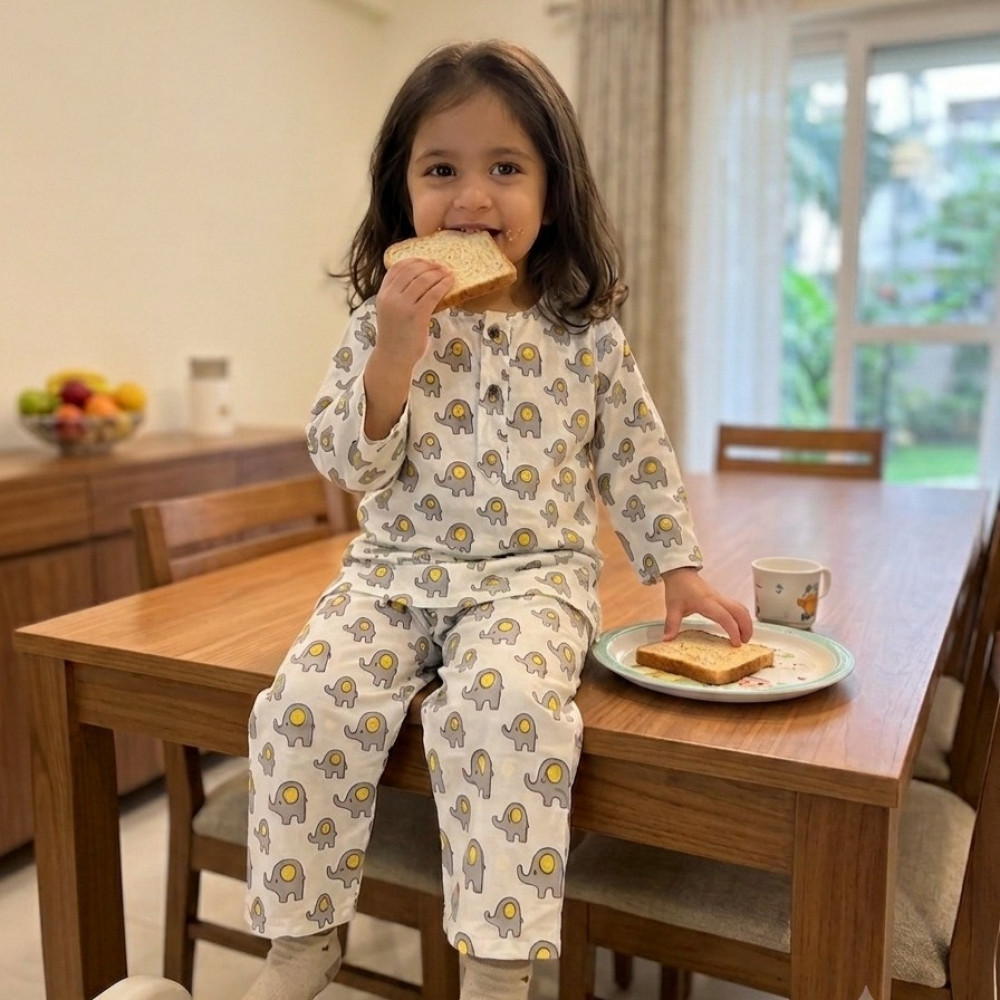 Image of White and Grey Ellie Print Night Dress