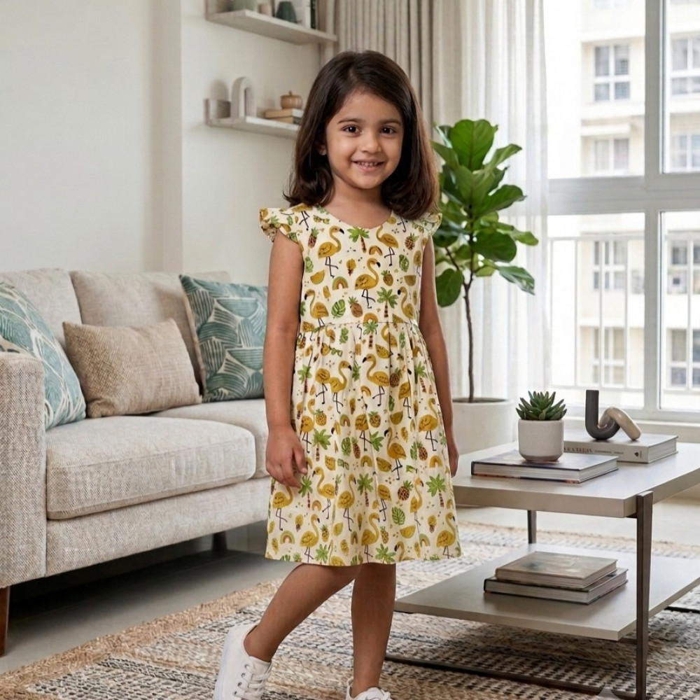 Image of Off White Flamingo print frock