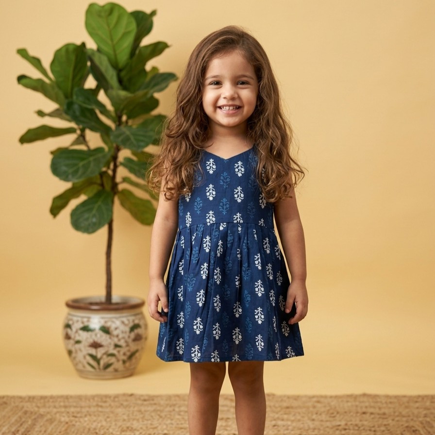 Indigo Floral Print Frock