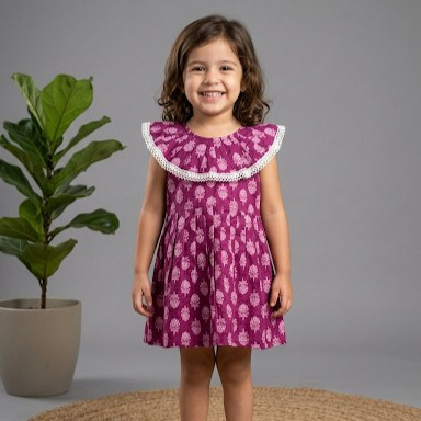 Purple Floral Print Frock