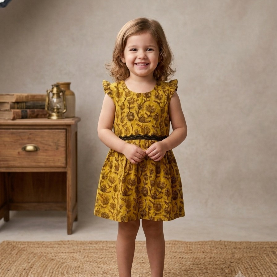 Mustard Bloom Cotton Dress